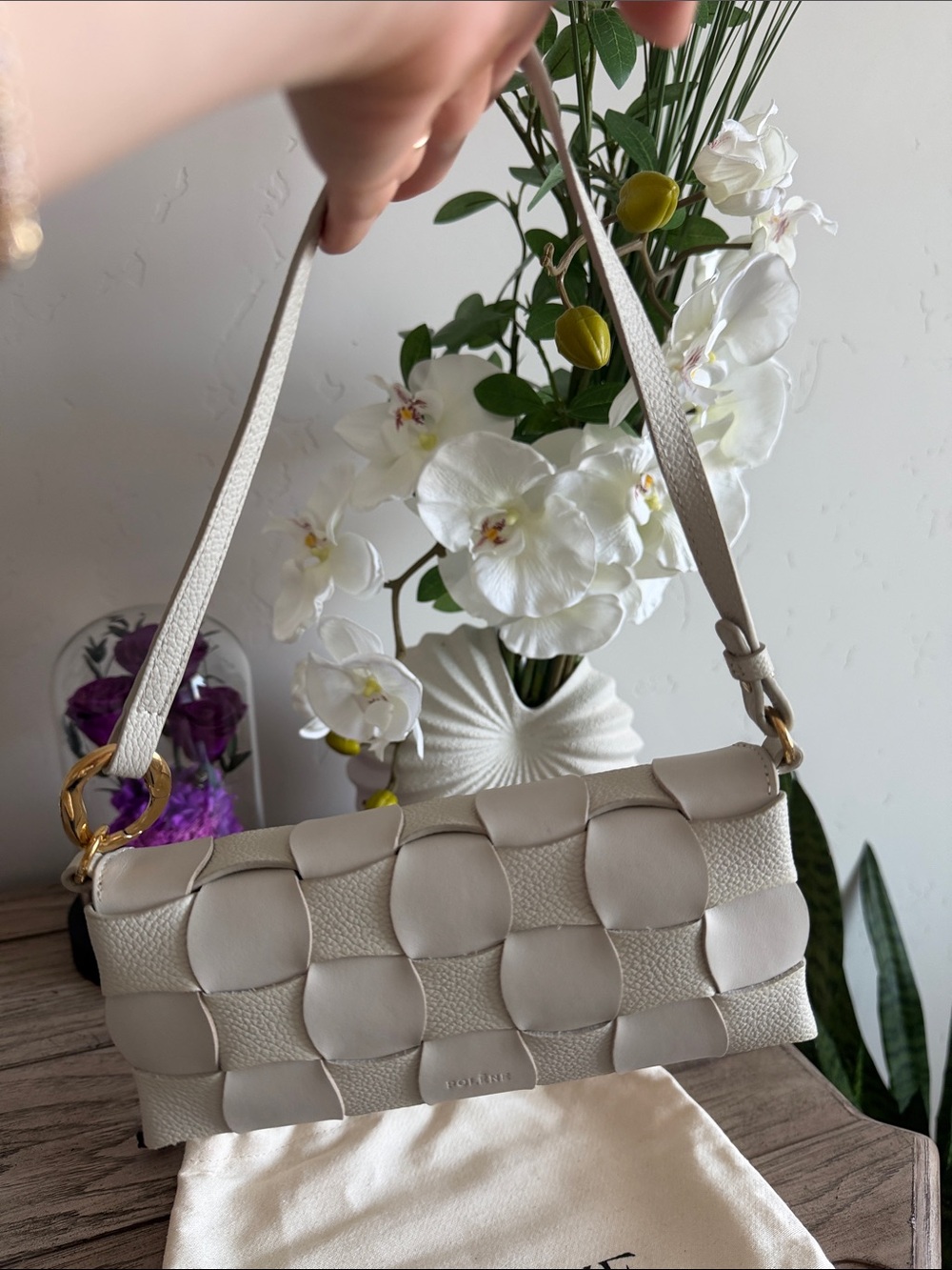 Polène Ivory Neti Woven Leather Shoulder Bag - Picture 7 of 7